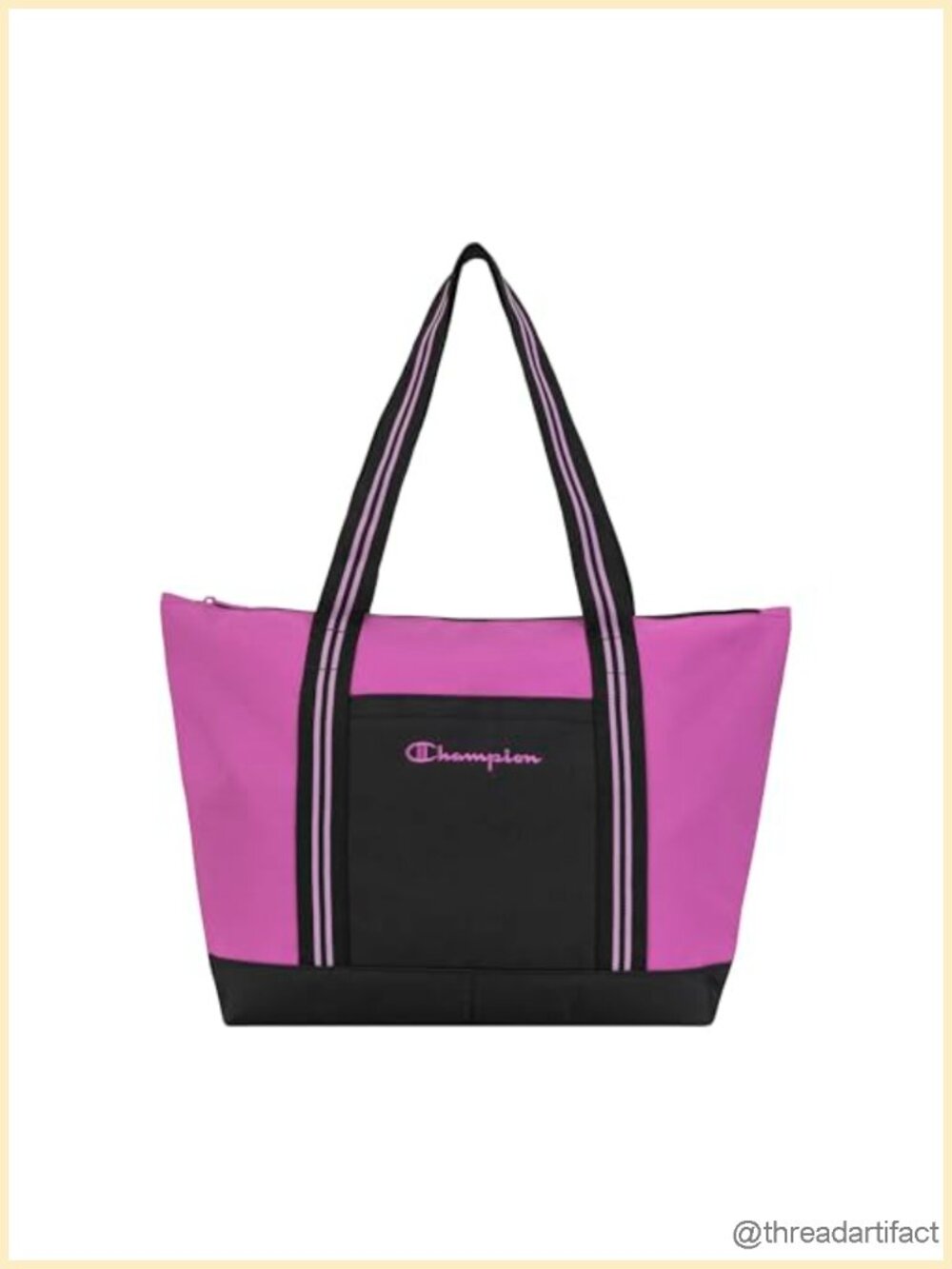 Varsity Tote Bag with Zip Closure and Interior Mesh Pockets for Work, Travel,